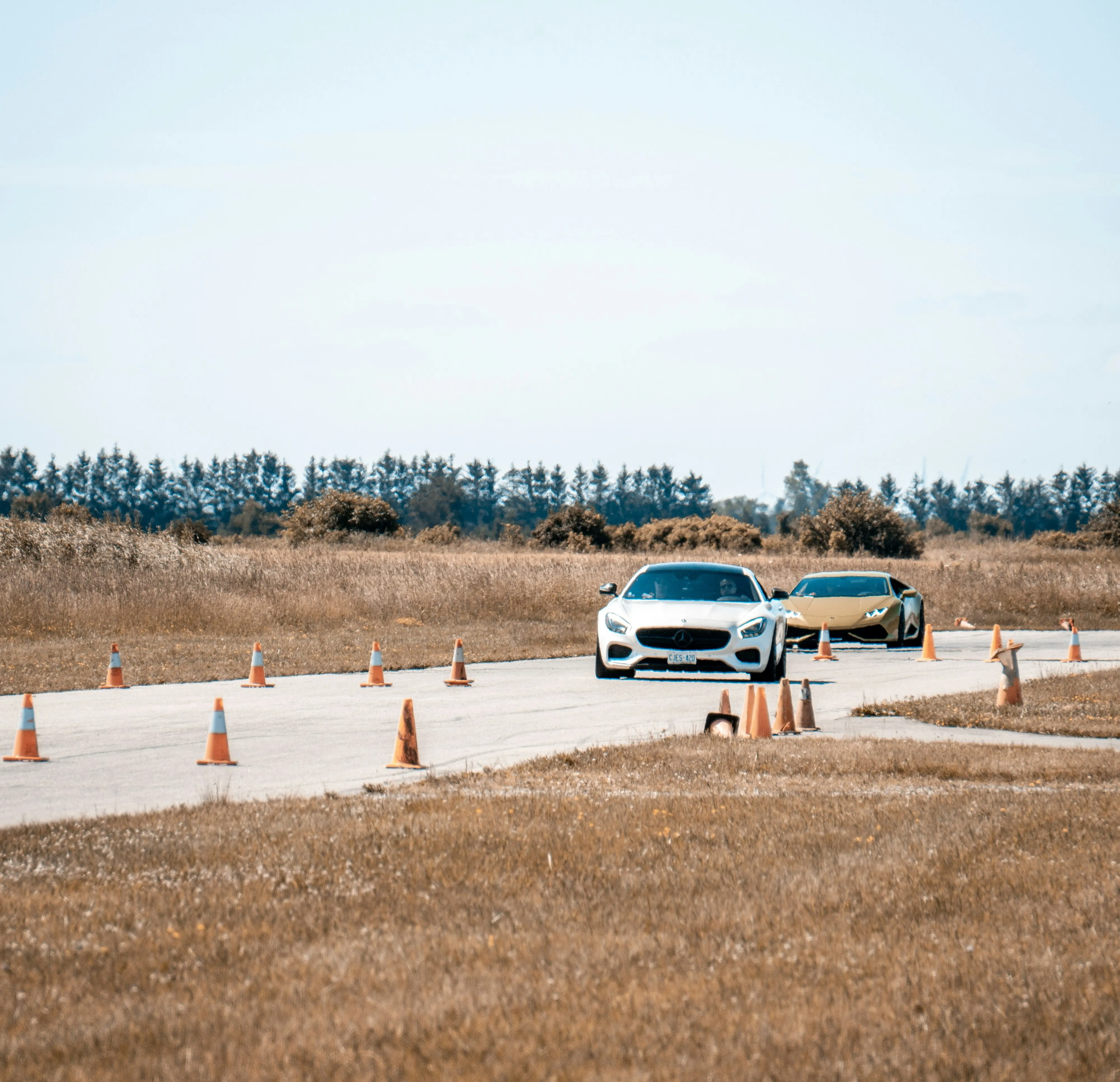 two cars on road